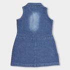 Girls' Light Washed Blue Sleeveless Denim Frock, मध्यम नीला, small image number null