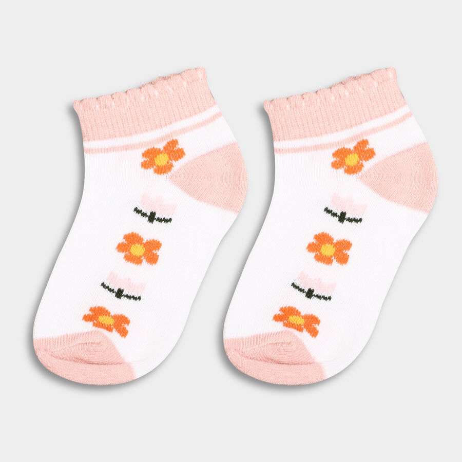 Girl's Socks (Pack of 2), Peach, large