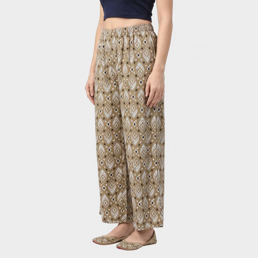 Women's Beige Regular Fit Printed Palazzos, गहरा पीला, large