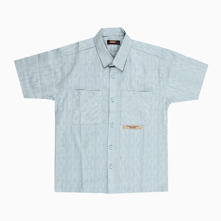 Boys' 100% Cotton Casual Shirt, Light Green, large image number null