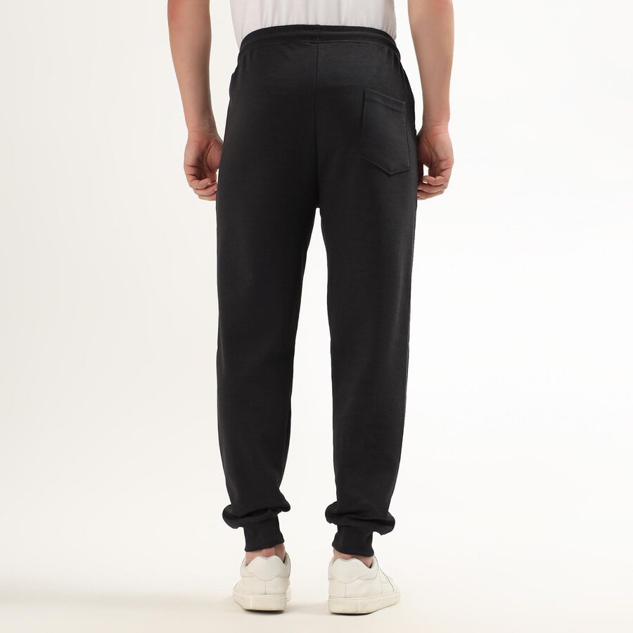 Men's Jet Black Regular Fit Jogger Track Pants, Dark Grey, large image number null