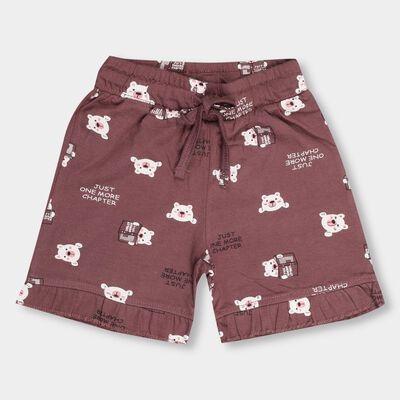 Girls' Maroon Printed Pull-Up Shorts