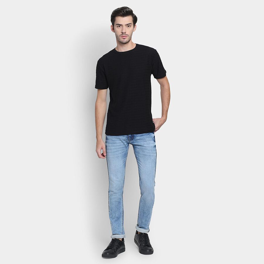 Men's Round Neck Half Sleeves T-Shirt , Black, large image number null