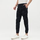 Men's Dark Camo Slim Fit Joggers, मध्यम नीला, small