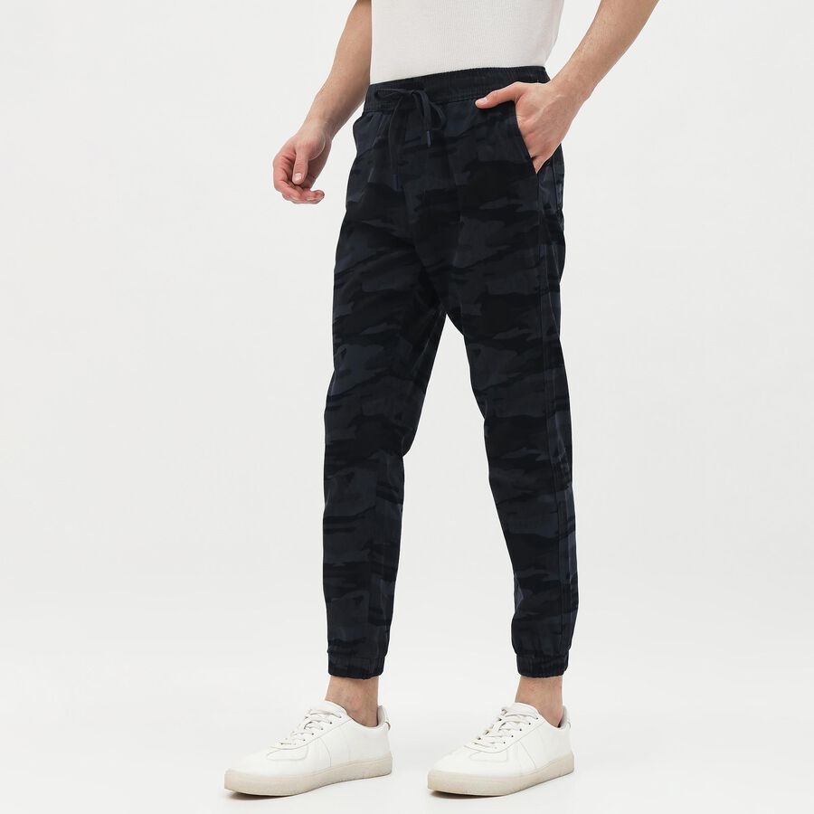 Men's Dark Camo Slim Fit Joggers, मध्यम नीला, large