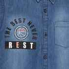 Boys' Denim Blue Half Sleeve Classic Collar Casual Shirt, मध्यम नीला, small image number null