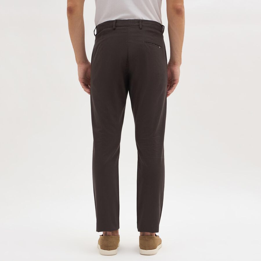Men's 100% Cotton Slim Fit Casual Trousers, गहरा ग्रे, large