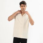 Men's Beige Slim Fit Printed Casual Shirt, Beige, small