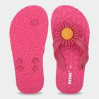 Women's Pink Floral Applique Flip-Flop Slippers, गुलाबी, small