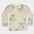 Girls' Soft Yellow Cotton Blend Round Neck Casual Top, पीला, small image number null