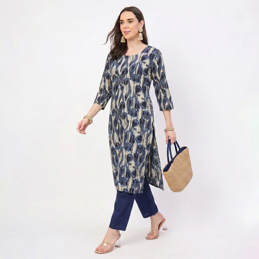 Ladies' Kurta, गहरा नीला, large