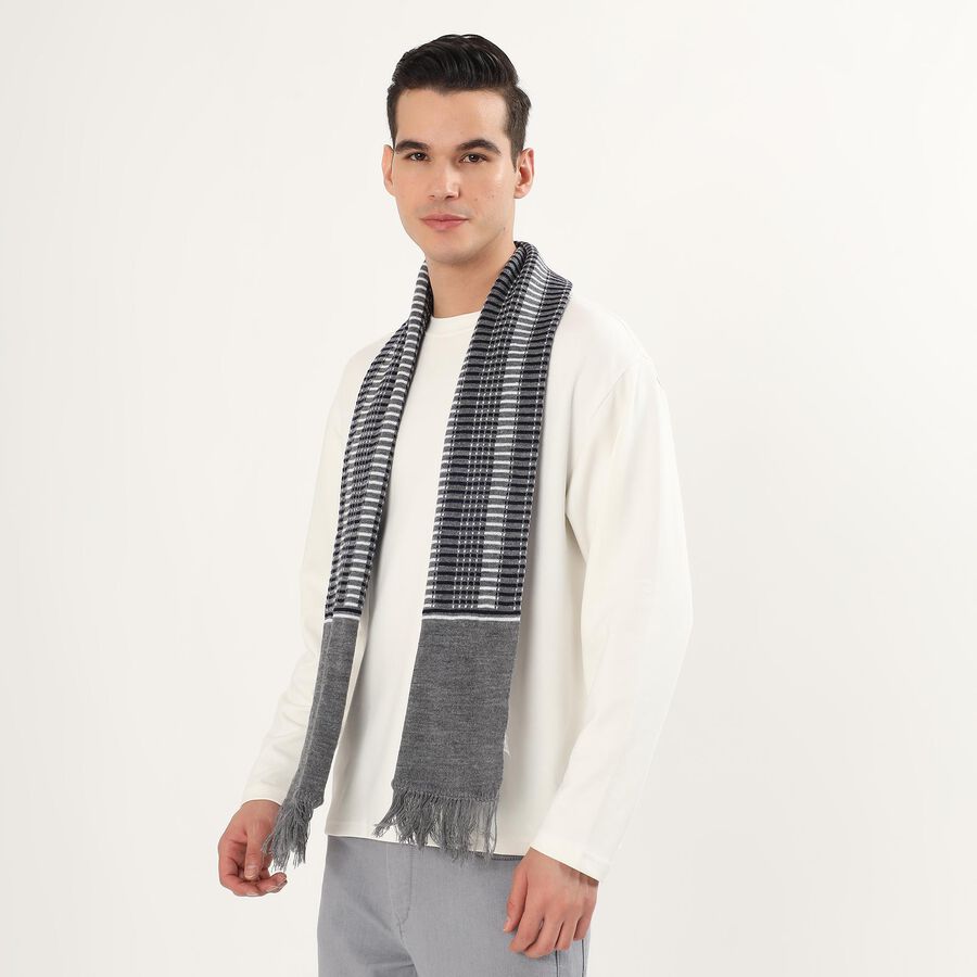 Men's Muffler, Melange Light Grey, large image number null