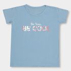 Girls Light Powder Blue Cotton Round Neck Casual T-Shirt, हल्का नीला, small image number null