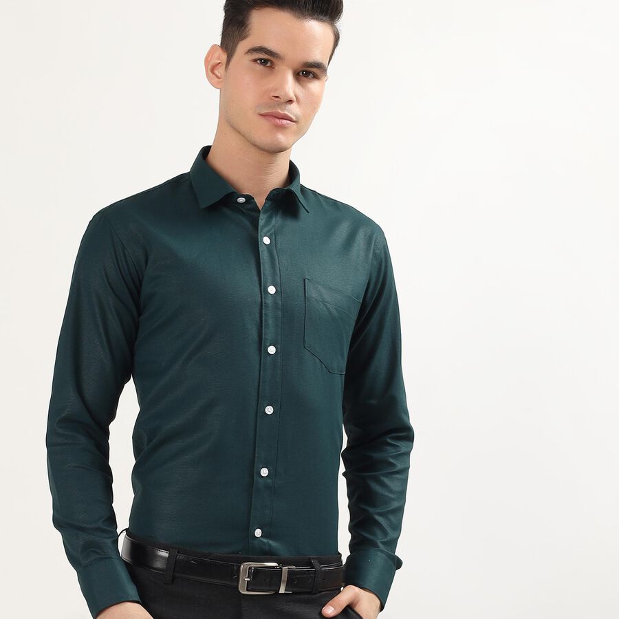 Men's Formal Shirt, गहरा हरा, large image number null