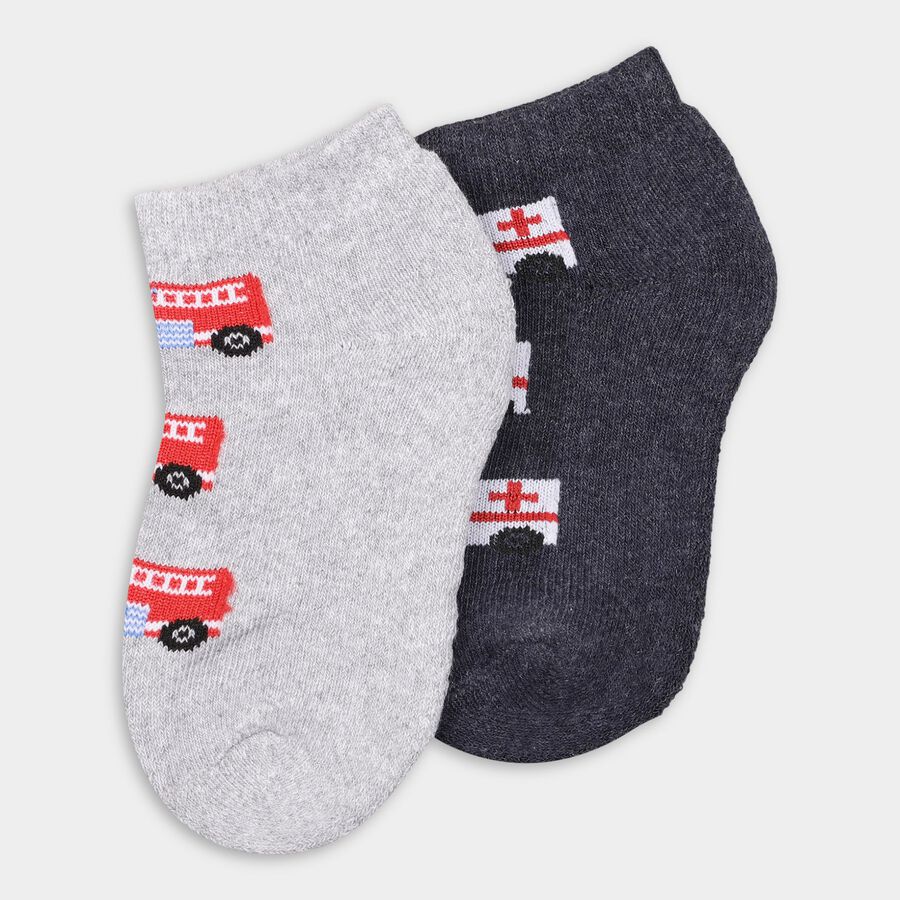 Boys' Socks (Pack of 2), Light Grey, large image number null