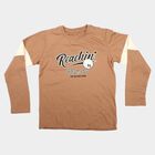 Boys Brown Round Neck Regular Boys T-Shirt, Brown, small