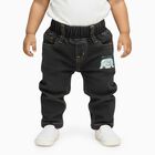 Infants' Dark Charcoal Black Relaxed Fit Cartoon Print Jeans, Dark Grey, small