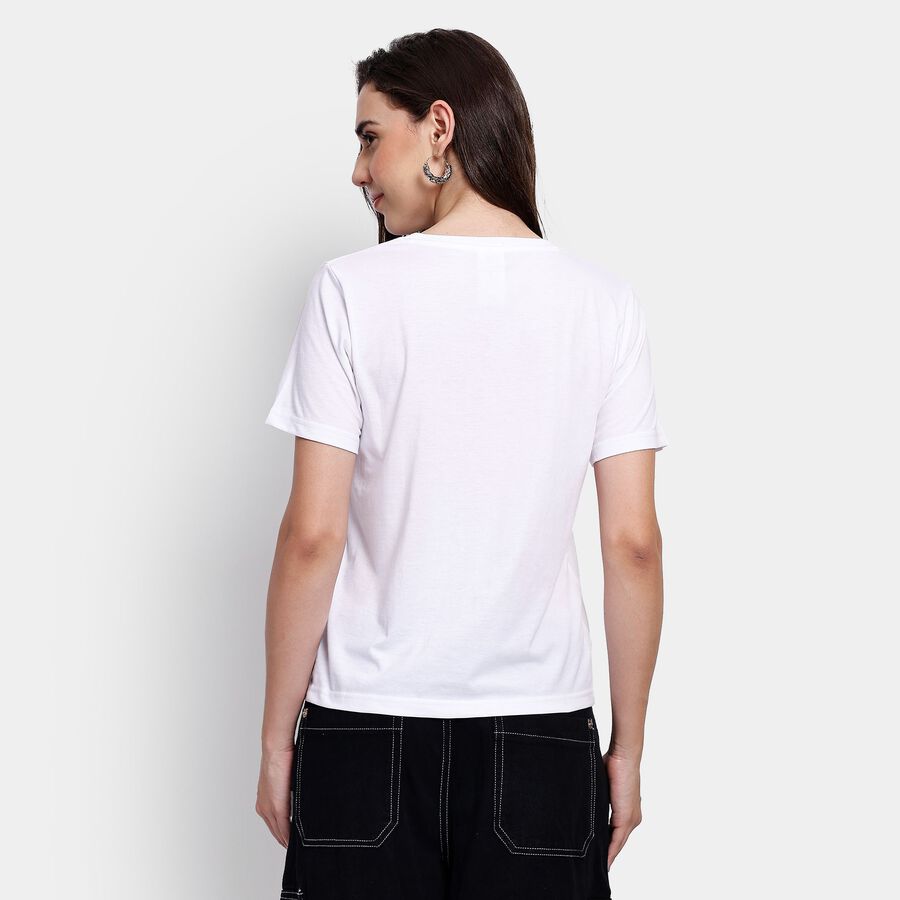 Ladies' Round Neck T-Shirt, सफ़ेद, large image number null