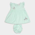 Infants' Mint Green Embroidered Ruffled Cotton Frock, Light Green, small
