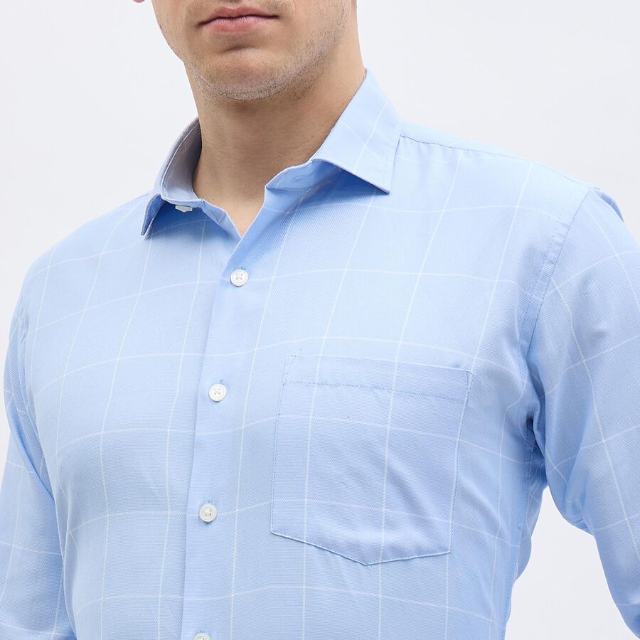 Men's Light Blue Cotton Blend Classic Collar Slim Fit Formal Shirt, Light Blue, large image number null