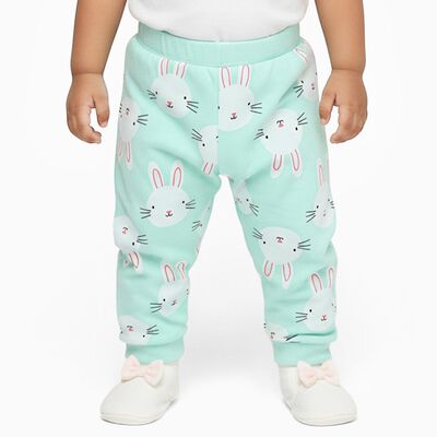 Boys' Mint Green Bunny Printed Cotton Blend Pyjama