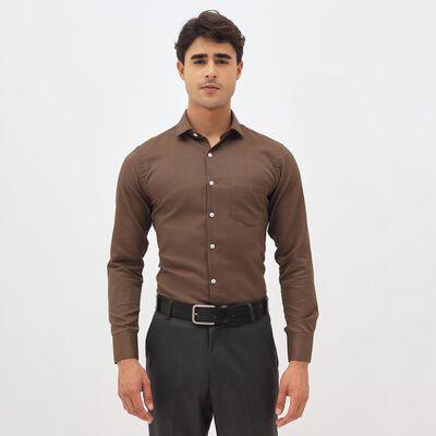 Men's Rich Chocolate Brown Classic Collar Formal Shirt