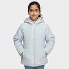 Girls Light Blue Hooded Casual Jacket, Light Blue, small image number null