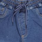 Boys Stonewashed Blue Regular Fit Elastic Waist Jeans, Dark Blue, small image number null