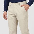Men's Off White Slim Fit Textured Chino Trousers, Off White, small