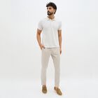 Men's 100% Cotton Slim Fit Casual Trousers, Silver, small image number null