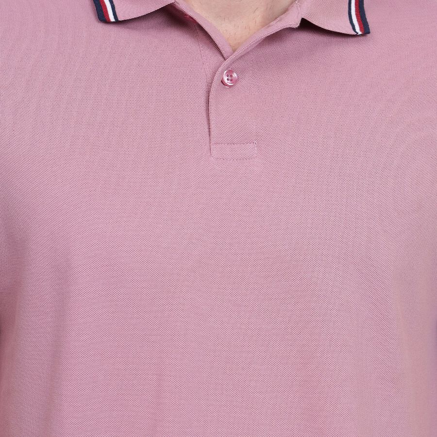 Men's Collared Half Sleeves T-Shirt, गुलाबी, large image number null