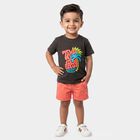Boys Black Cotton Round Neck Regular Boys T-Shirt, Charcoal, small