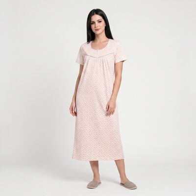 Women's Off White Round Neck A-Line Nighty