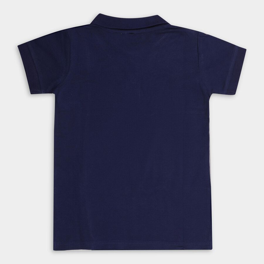 Boys' Navy Blue Cotton Polo Neck Half Sleeve T-Shirt, Navy Blue, large image number null