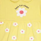 Infants' Bright Yellow Cotton Collar Printed Frock, Yellow, small