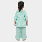 Girls Mint Green Round Neck Fusion Set Fusion Set, हल्का हरा, small