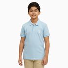 Boys Light Powder Blue Polo Neck Casual T-Shirt, हल्का नीला, small