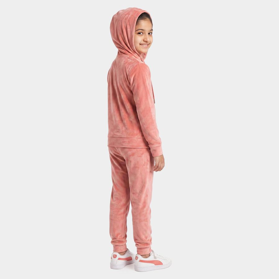 Girls Pink Hooded Neck Lounge Set Hipster Set, हल्का गुलाबी, large