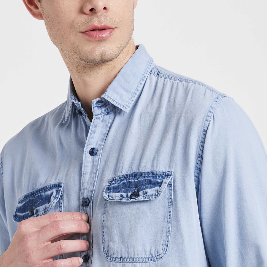 Cotton Solid Casual Shirt, Light Blue, large image number null