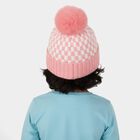 Infants Soft Pink and White Checkered Winter Cap, हल्का गुलाबी, small image number null