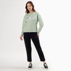 Women's Light Sage Green Crew Neck Casual Sweatshirt, हल्का हरा, small image number null