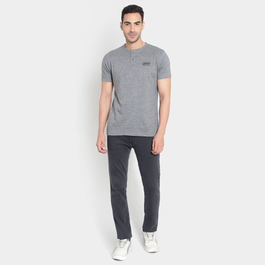 Solid Henley T-Shirt, Charcoal, large image number null
