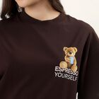 Women's Brown 100% Cotton Round Neck Minimalist T-Shirt, Brown, small