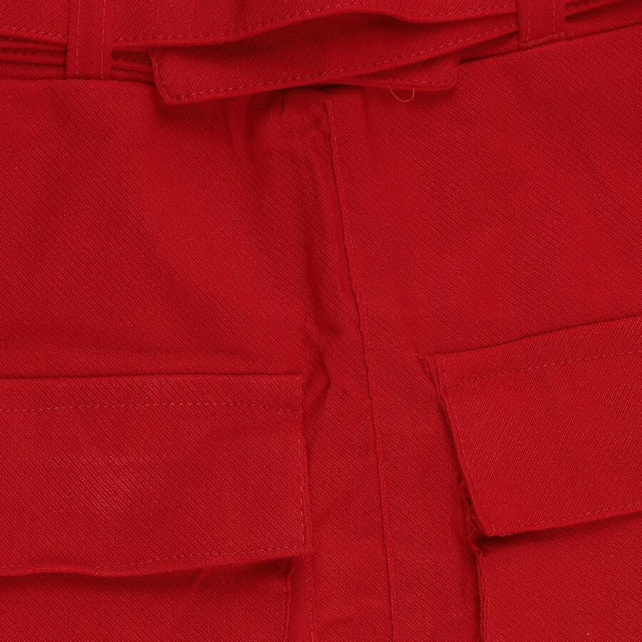 Girls' Red Regular Fit A-Line Cargo Skirt, Red, large