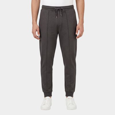 Men's Light Grey Grey Slim Fit Raised Seam Track Pants