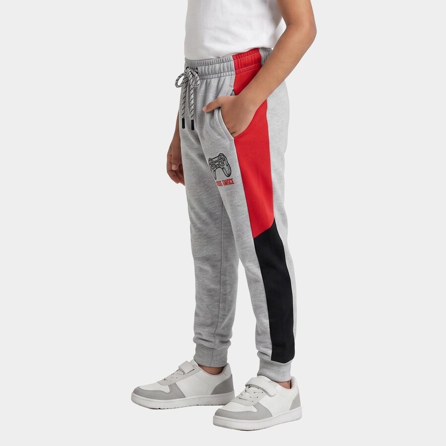 Boys Grey Jogger Graphic Winter Pyjama, मिश्रित मध्यम ग्रे, large