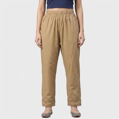 Women's Beige Regular Fit Palazzos