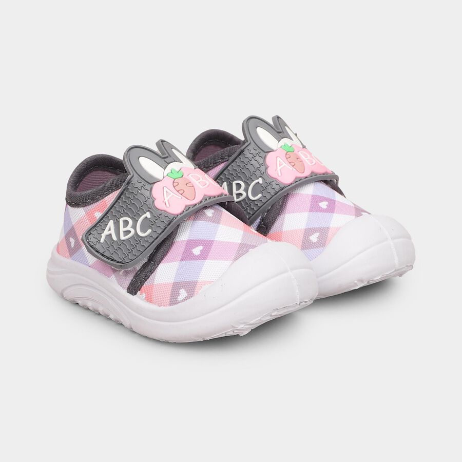 Girls Bright Pink Velcro Casual Shoes, गुलाबी, large