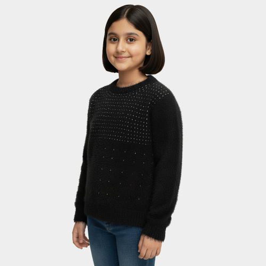 Girls' Pullover, Black, large image number null