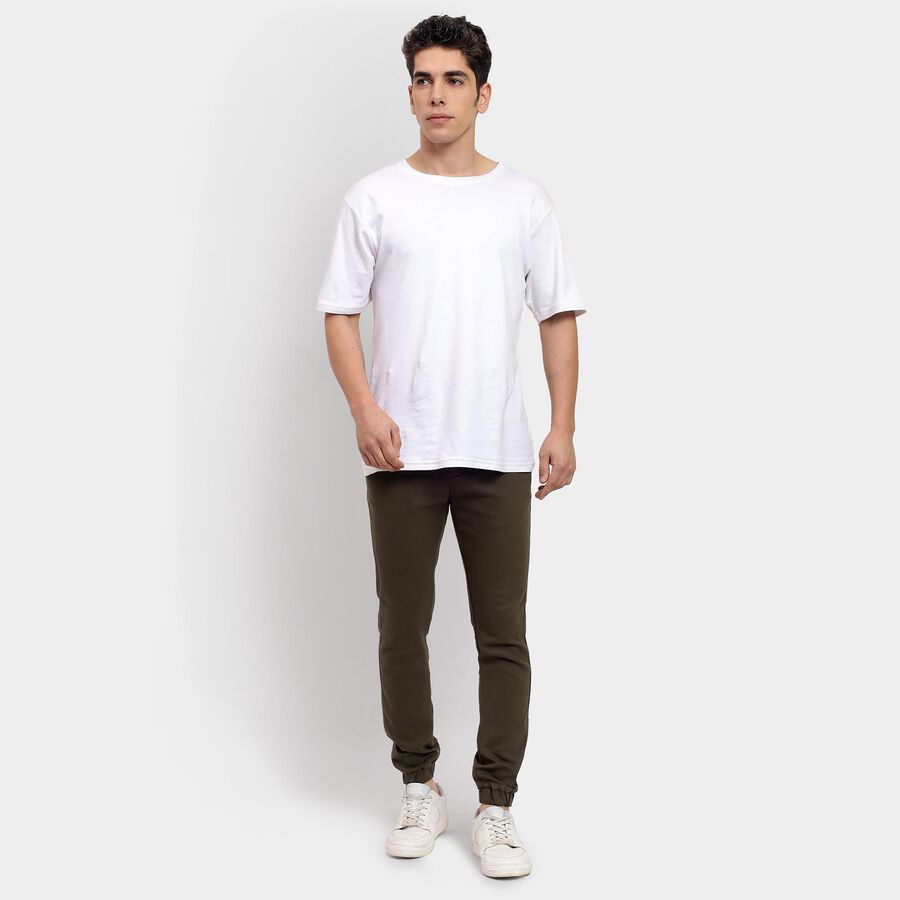 Men's Slim Fit Casual Trousers , Olive, large